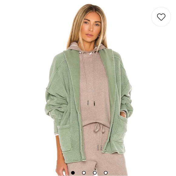 Free People Sage Green Jordan Reverse Fleece Shacket - Picture 2 of 2